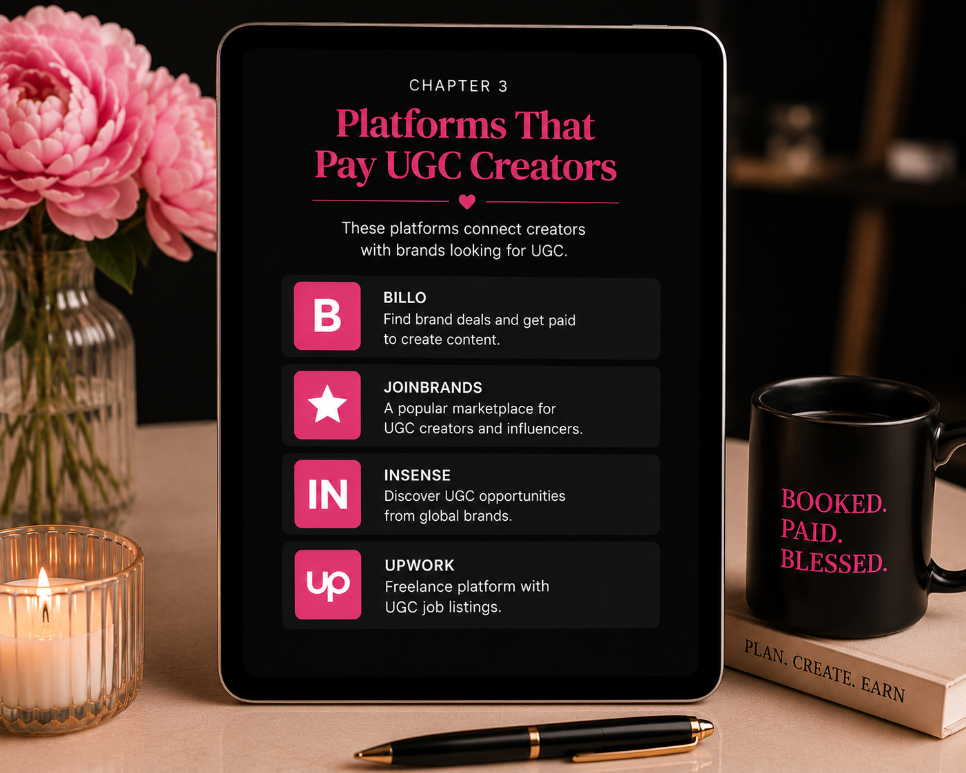 Chapter 3 — Platforms that pay UGC creators, shown on iPad